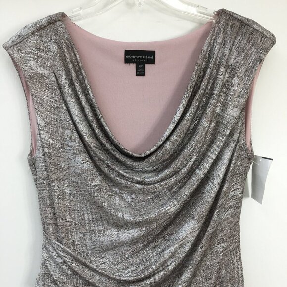 Connected Apparel Drop Scoop Neck Metallic Shine Formal Dress Size 10P - Picture 2 of 8